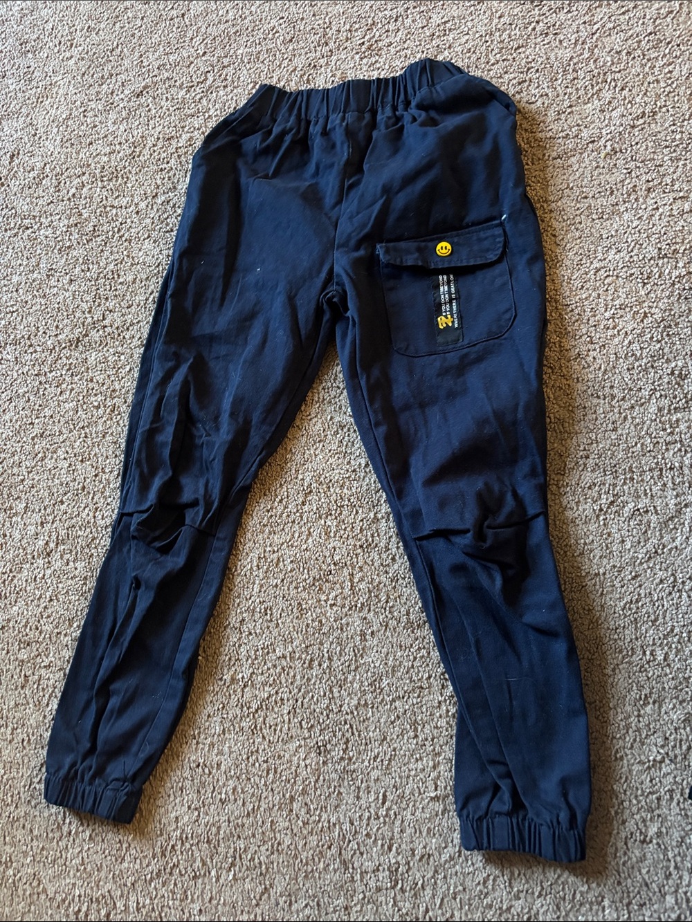 #313 Kids Navy Elastic Waist Cargo Joggers